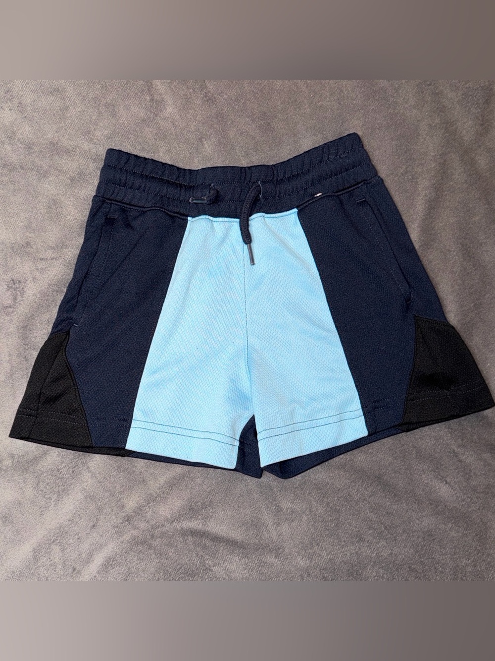 Abercrombie Kids Colorblock Athletic Shorts in Light Blue Navy and Black
